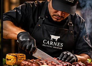 Parrillero de Carnes Delivery Premium iniciando el servicio en el evento